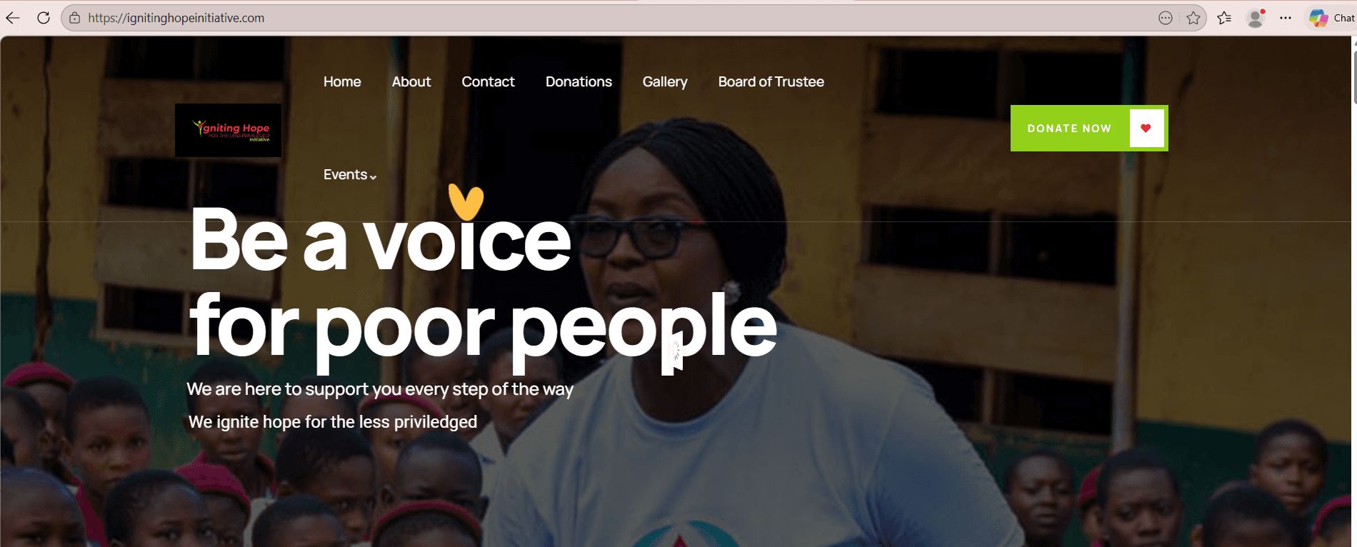 Igniting Hope charity website designed by Slatech Solutions